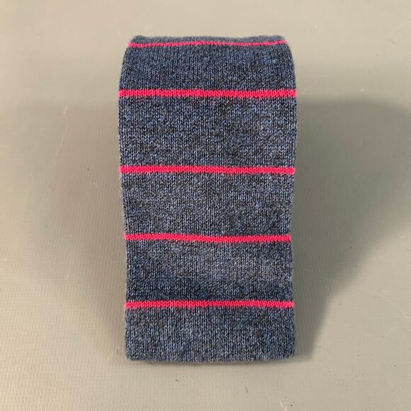 BERGDORF GOODMAN Blue Pink Stripe Cotton Knit Tie - Picture 1 of 3